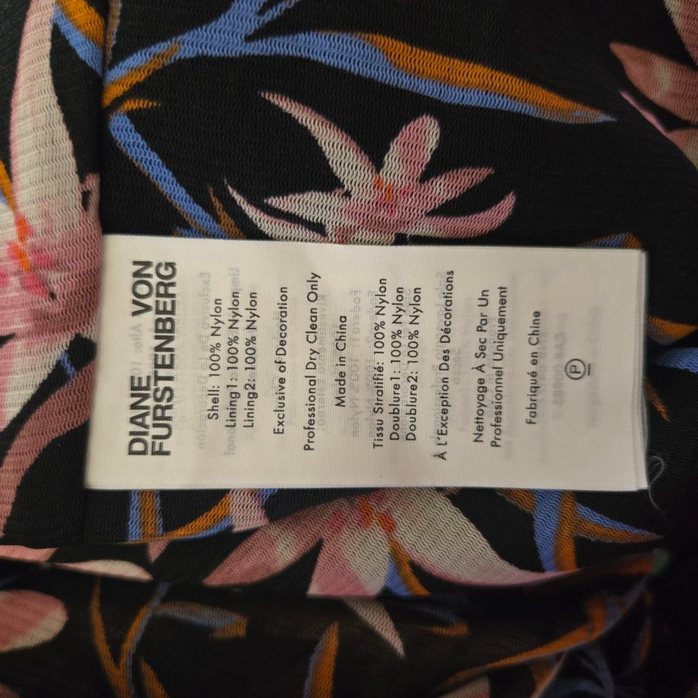 Diane Von Furstenberg DVF Ganesa Ruched Floral Tulle Midi Dress In Black L - Picture 5 of 8